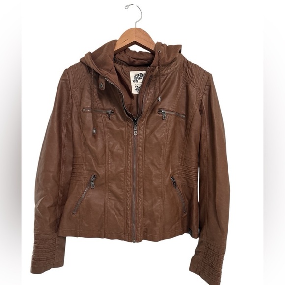Made By Johnny Jackets & Blazers - Made by Johnny Women's Removable Hoodie Faux Leather Jacket
